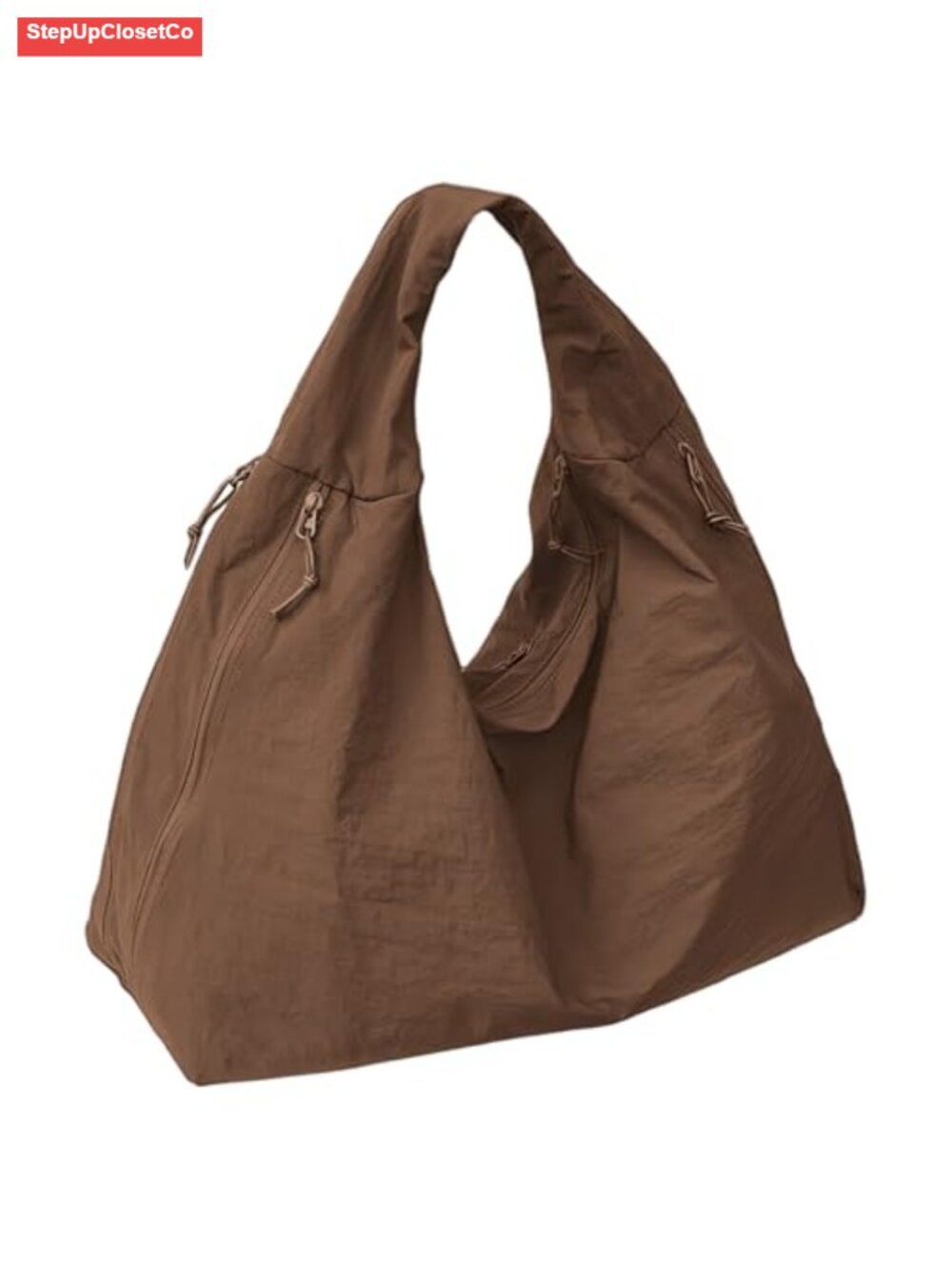 Large Slouchy Nylon Tote Shoulder Bag with Pockets for Travel Work